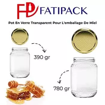 pot en verre transparent pour lemballage de miel fati pack emballage et packaging maroc